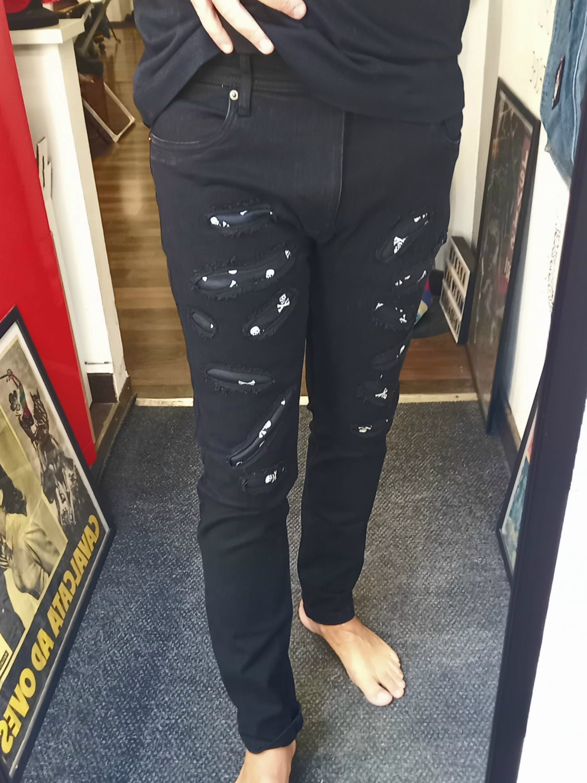 Black Custom Skinny Jeans Pirates