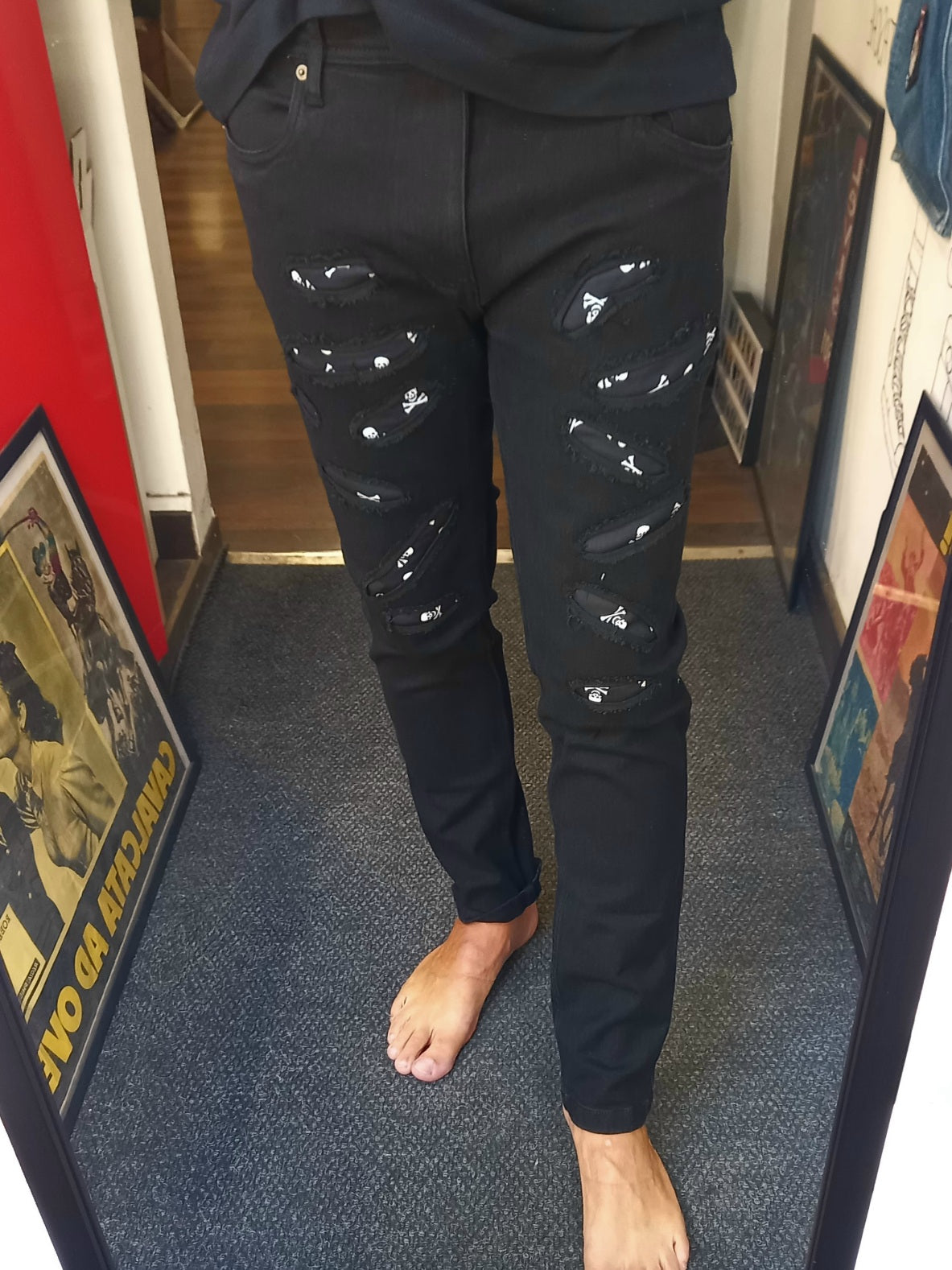 Black Custom Skinny Jeans Pirates