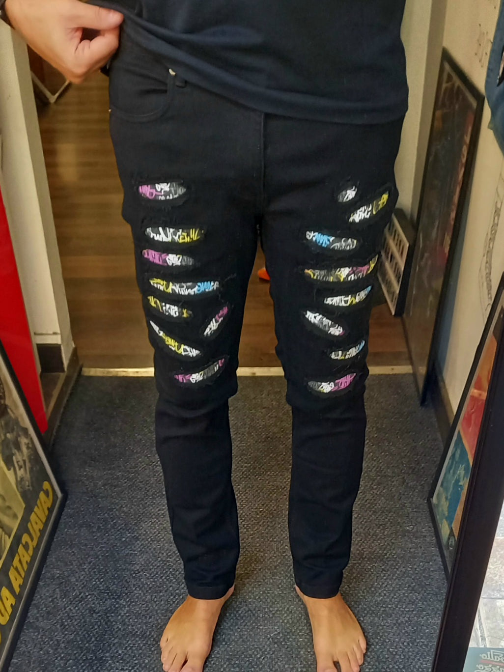 Black Custom Skinny Jeans Graffiti