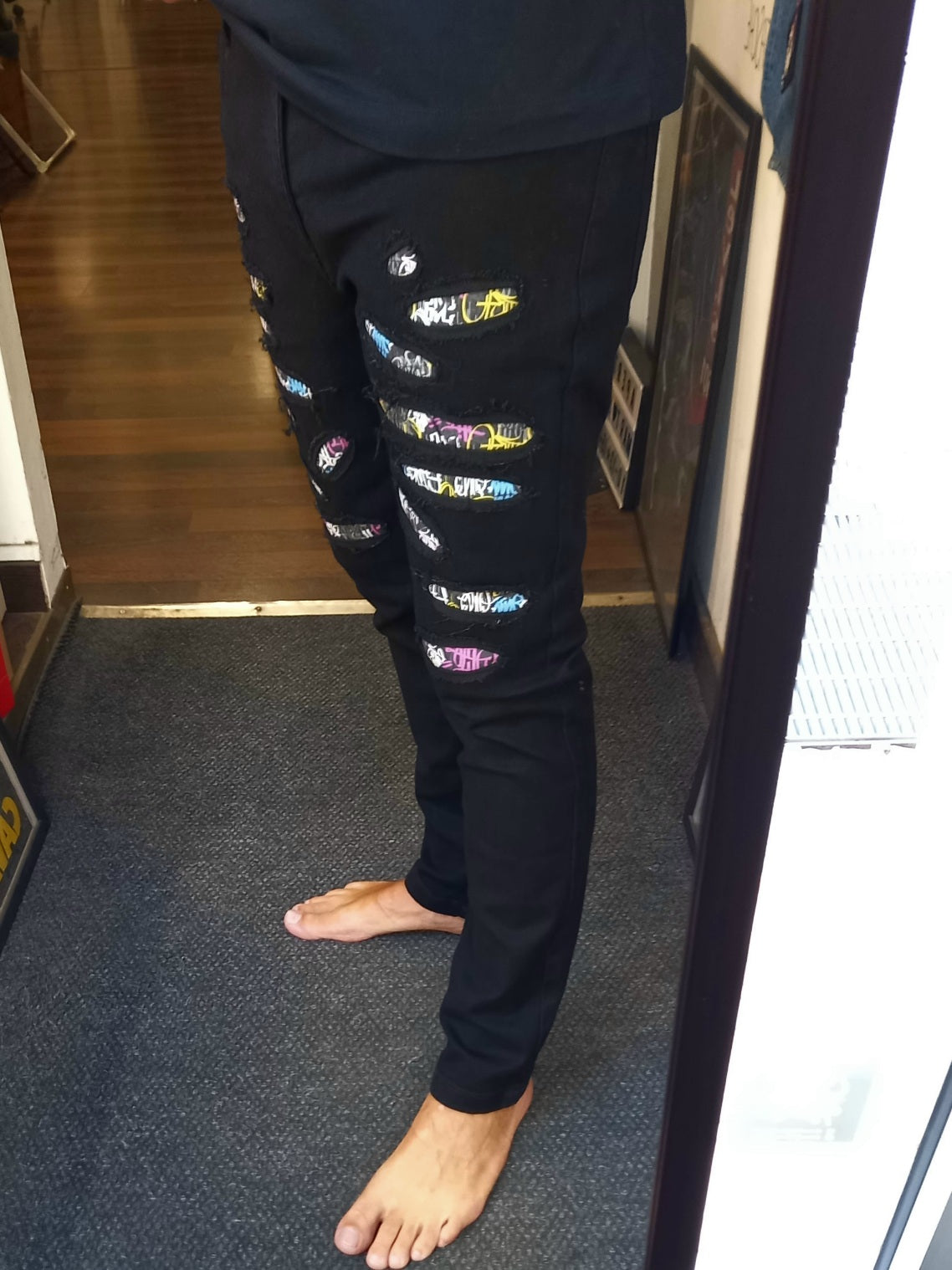 Black Custom Skinny Jeans Graffiti