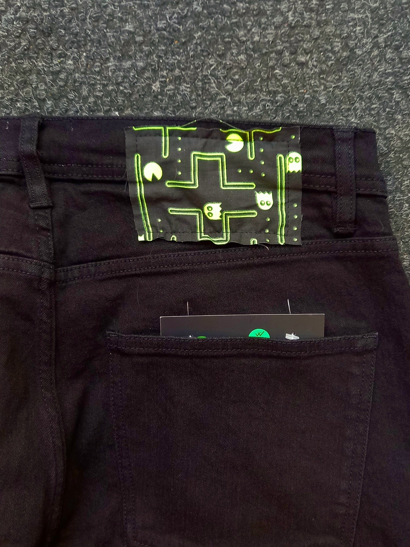 Black Custom Skinny Jeans Pac Man