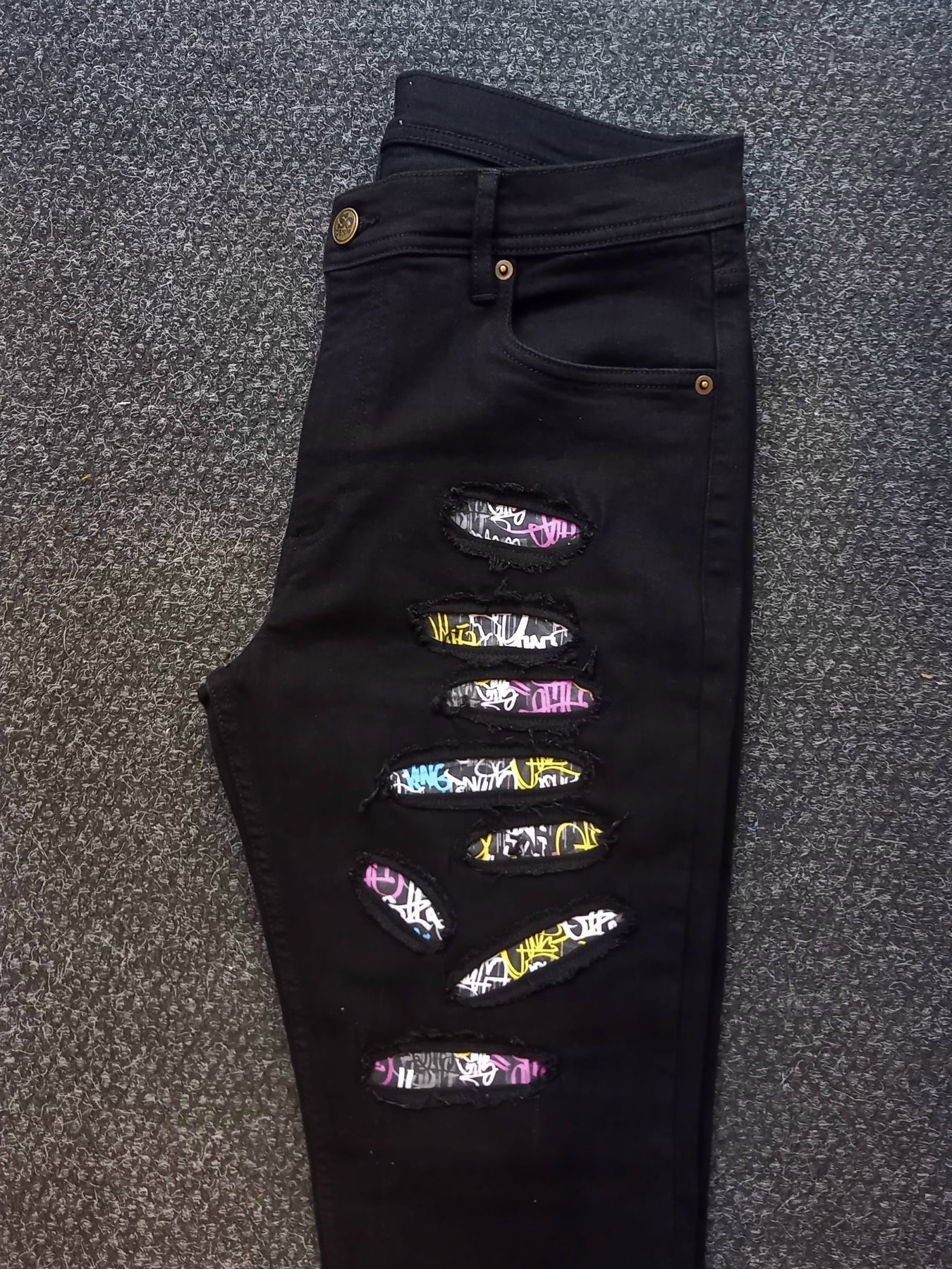 Black Custom Skinny Jeans Graffiti