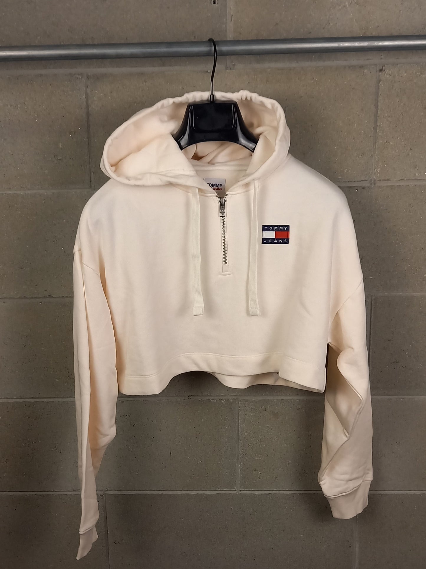 Tommy Hilfiger® Felpa Leggera Crop Corta Donna mezza Zip Ancient White