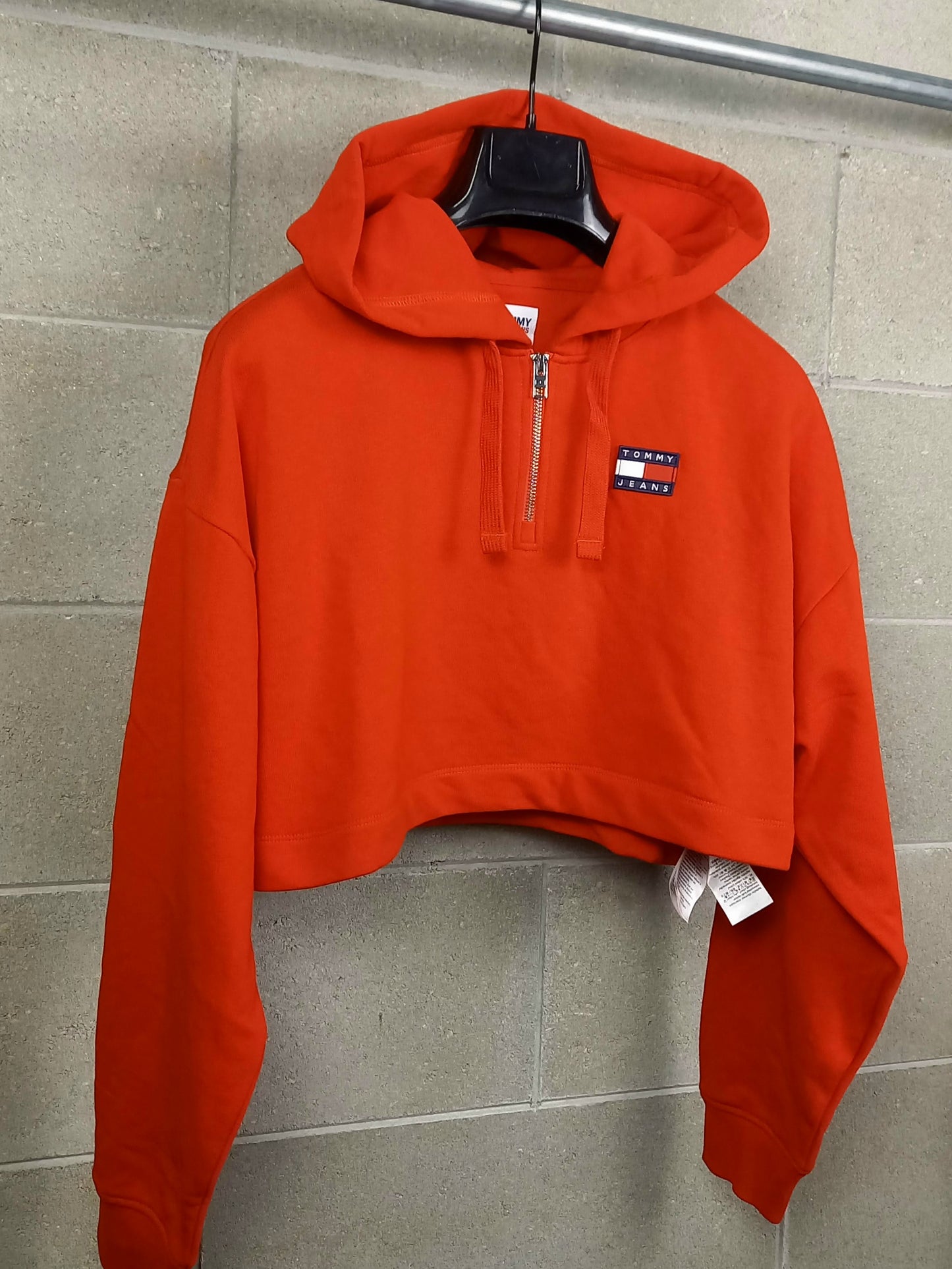 Tommy Hilfiger® Felpa Leggera Crop Corta Donna mezza Zip Red Deep Crimson