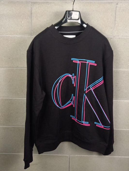 Calvin Klein® Felpa Girocollo Relaxed Fit Nera Logo Oversize