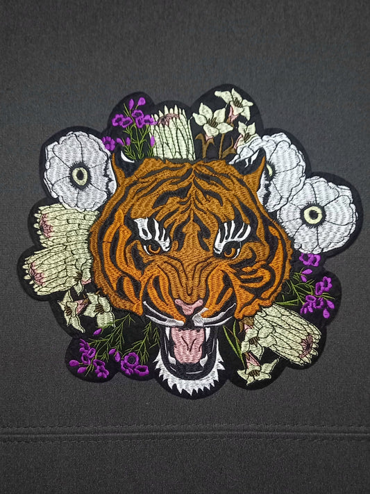 Toppa Patch Ricamata Tiger flowers