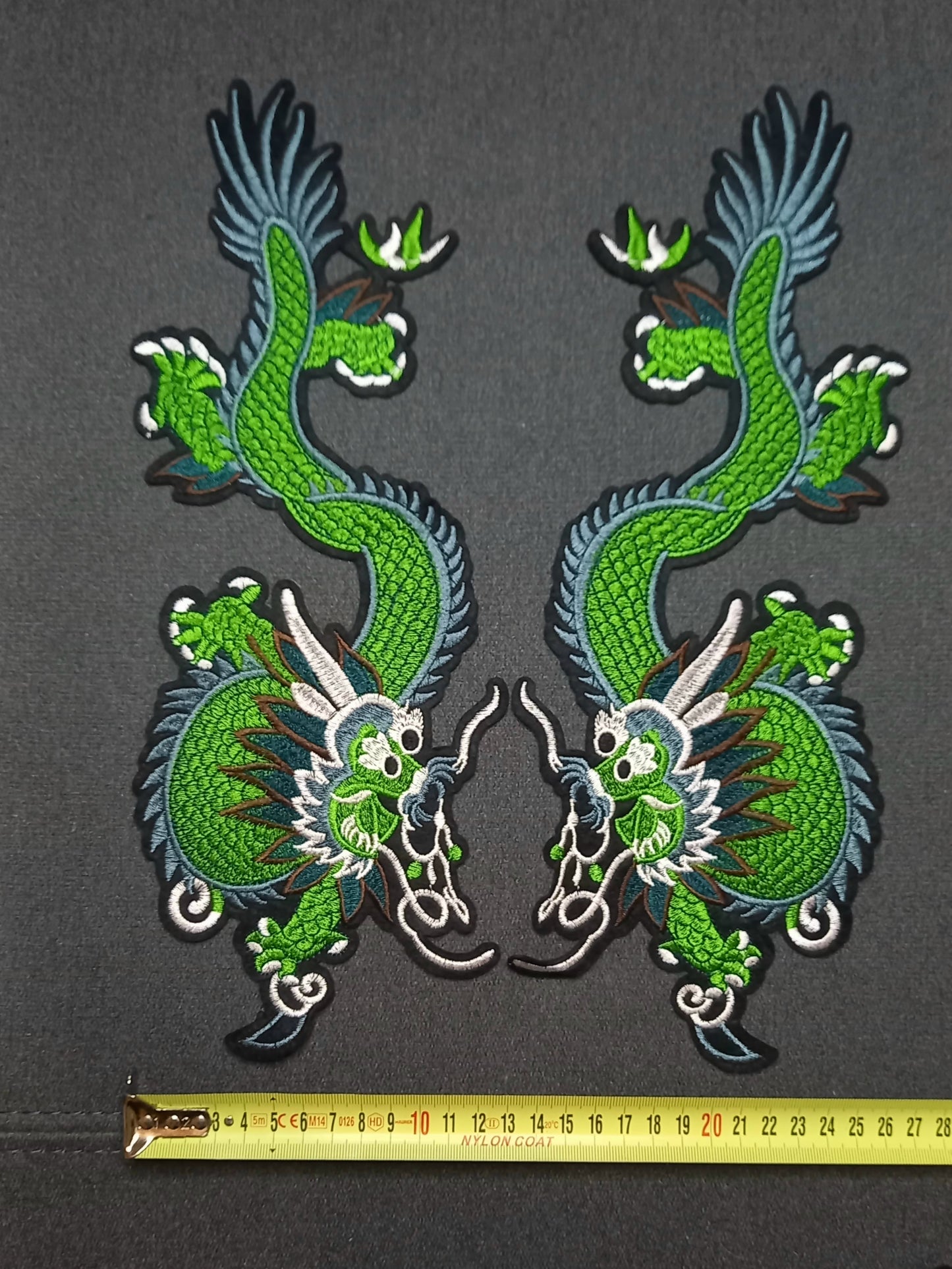 Coppia di Toppe Patches Ricamate Green Dragons
