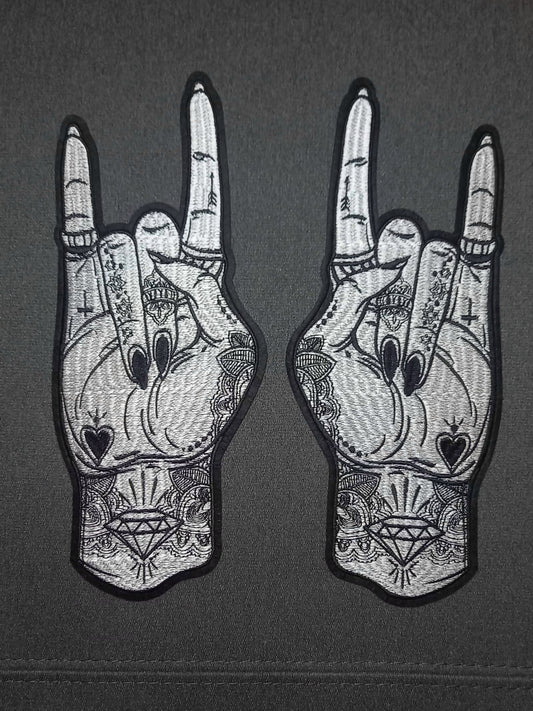 Coppia di Toppe Patches Ricamate Horns