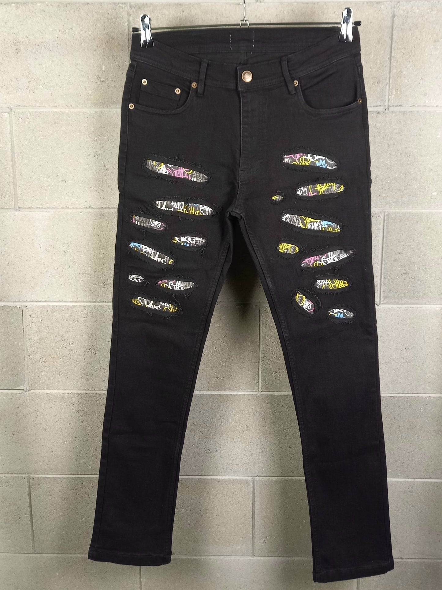 Black Custom Skinny Jeans Graffiti