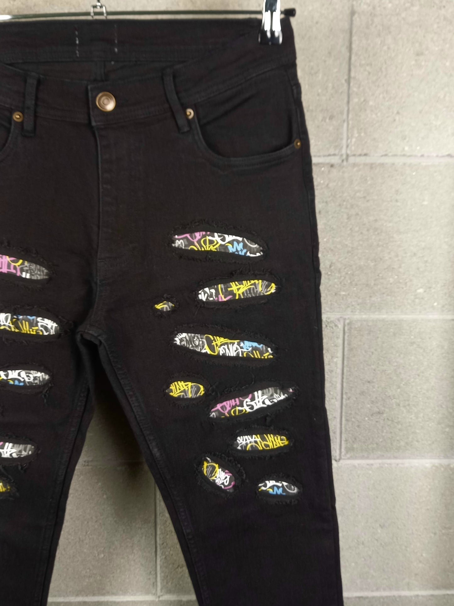 Black Custom Skinny Jeans Graffiti