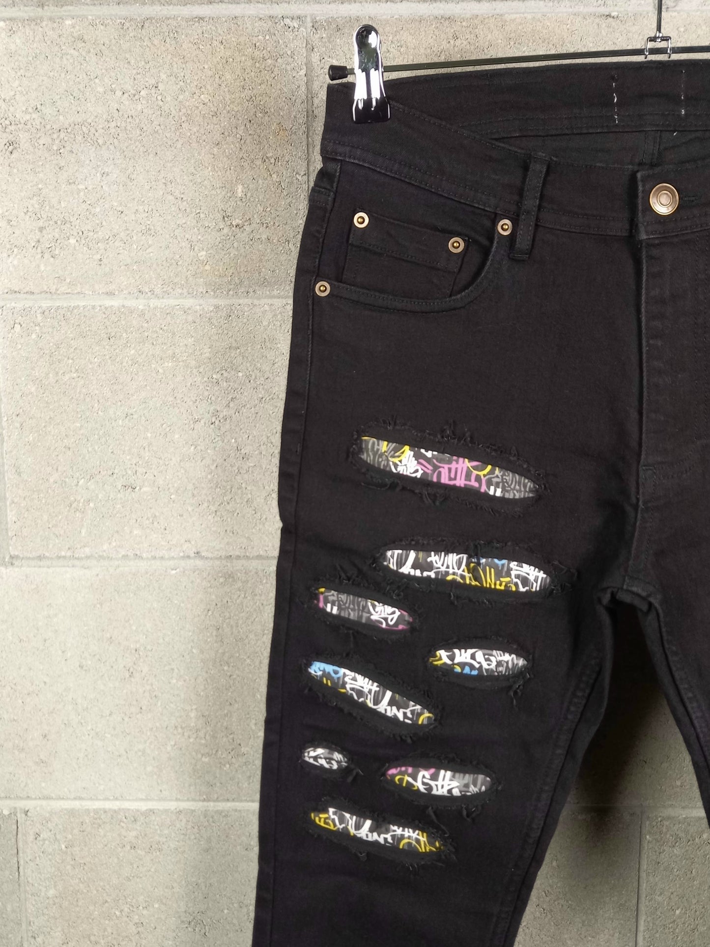 Black Custom Skinny Jeans Graffiti