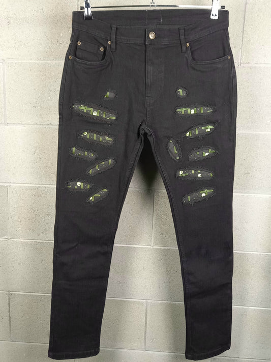 Black Custom Skinny Jeans Pac Man