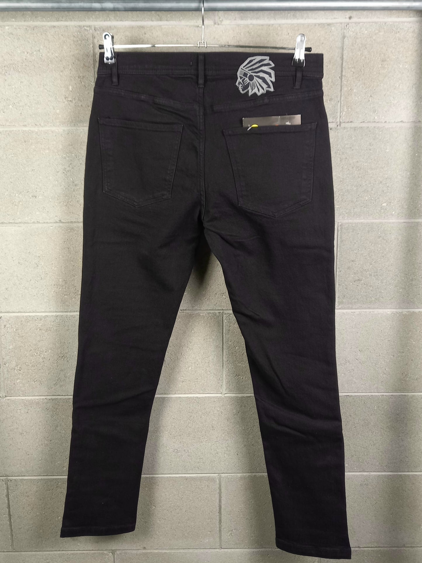 Black Custom Skinny Jeans Orange Skulls