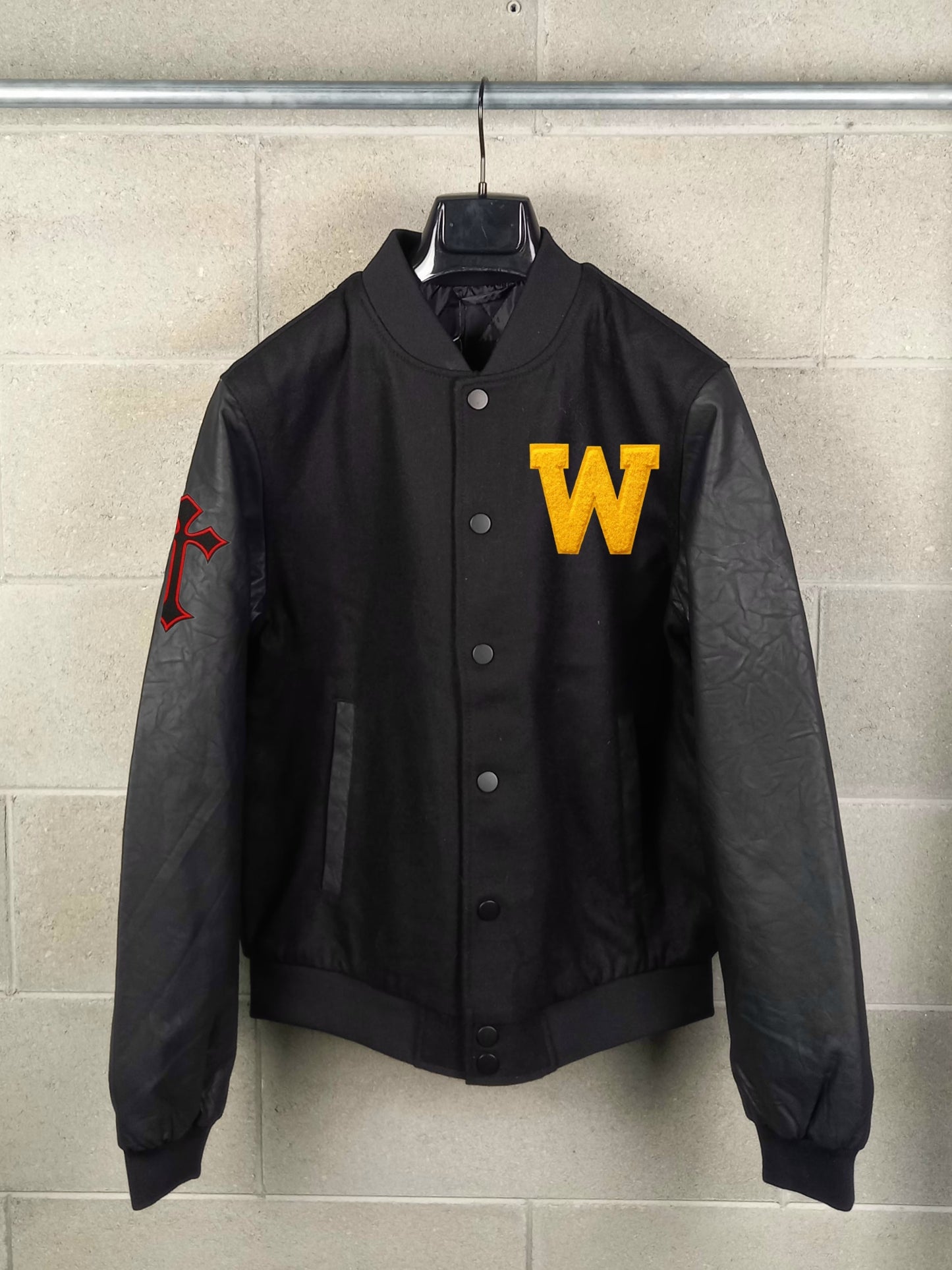 Varsity College Jacket Black/Black Imbottito