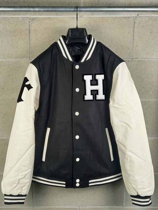 Varsity College Jacket Black/White Imbottito