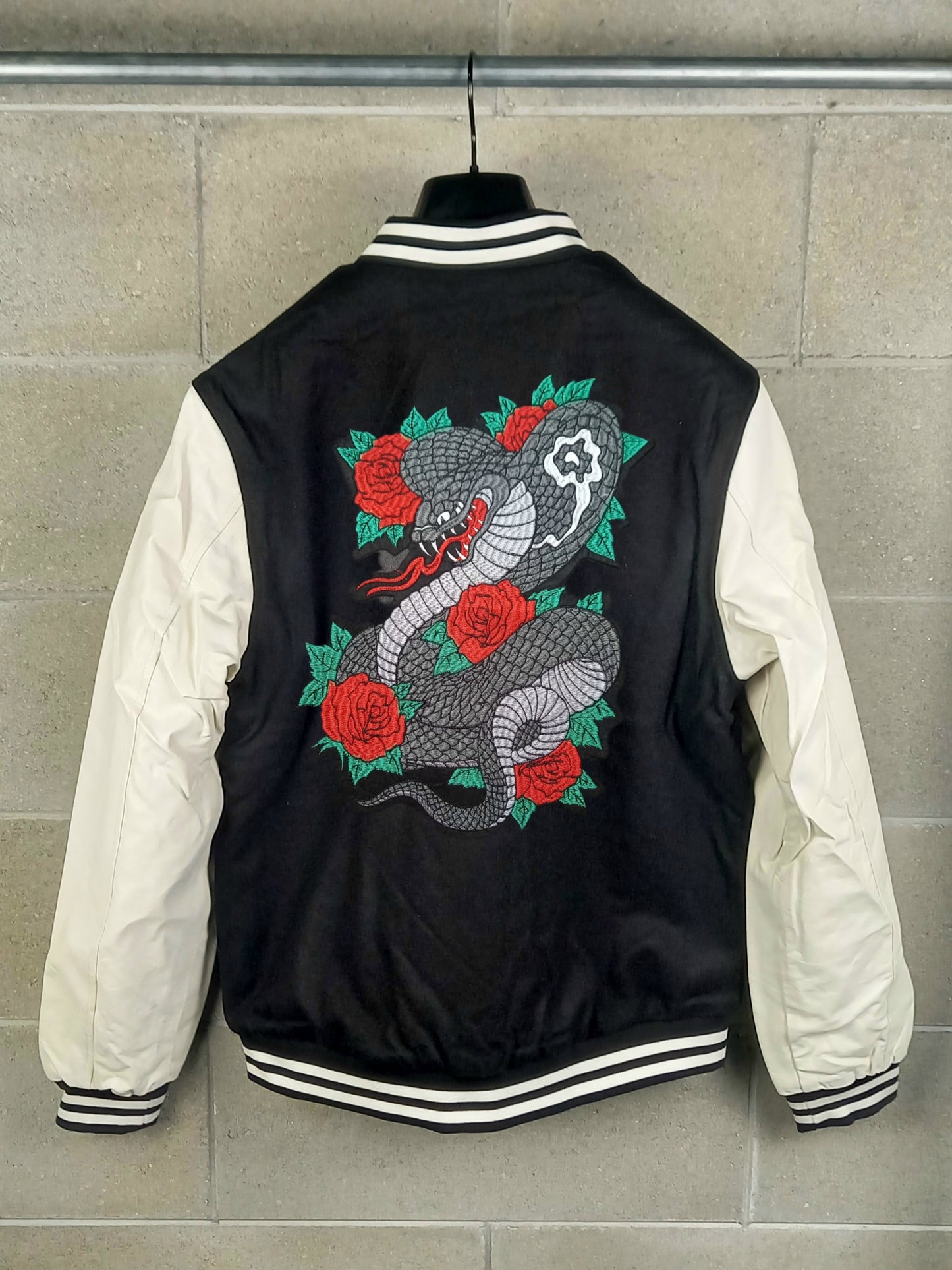 Varsity College Jacket Black/White Imbottito