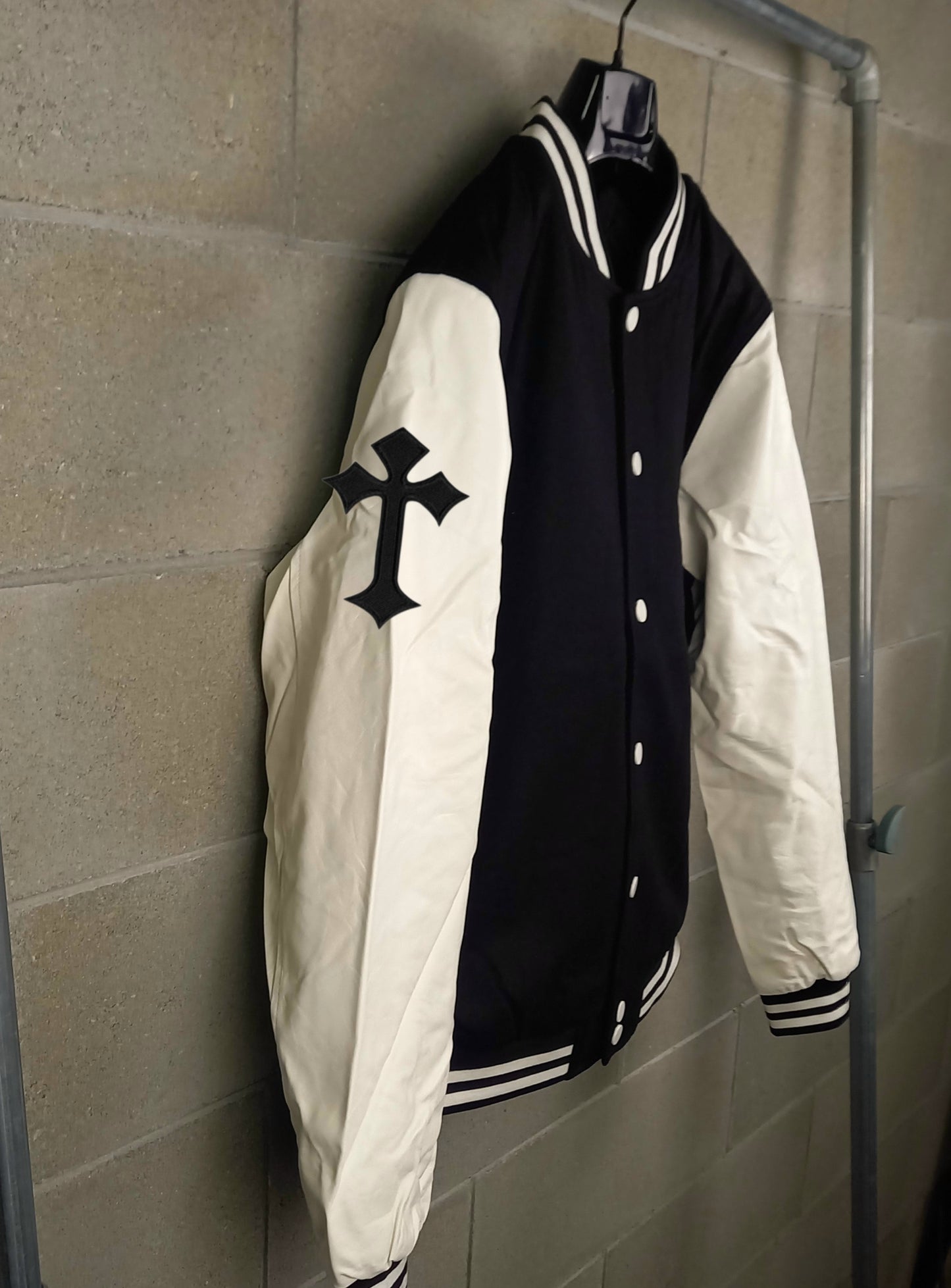 Varsity College Jacket Black/White Imbottito