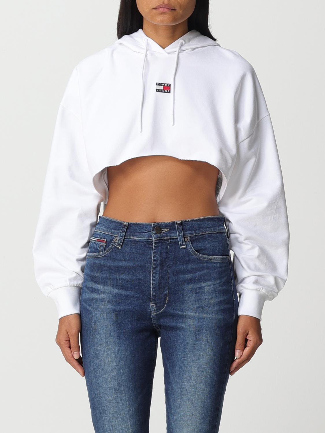 Tommy Hilfiger® Felpa Bianca Crop con cappuccio Regular Fit
