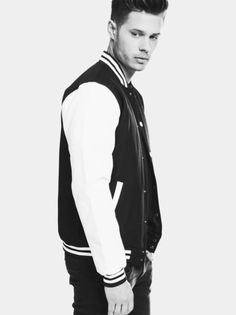 Varsity College Jacket Black/White Imbottito