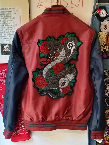 Varsity Jacket Blu/Red Snake Roses
