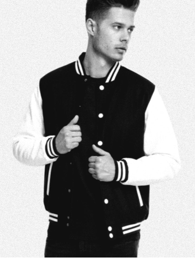 Varsity College Jacket Black/White Imbottito