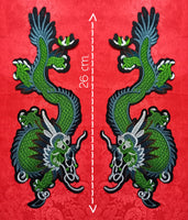 Coppia di Toppe Patches Ricamate Green Dragon